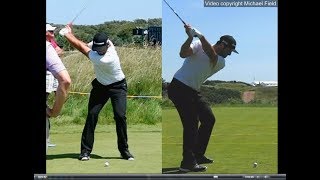 Jon Rahm golf swing  Long Iron faceon amp downtheline July 2017 [upl. by Adnilrev]