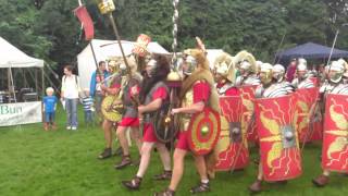 Roman Reenactment at the Amphitheatre in Caerleon Marching In [upl. by Zemaj832]