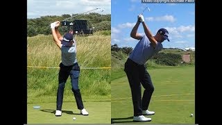 Justin Thomas golf swing  Long Iron faceon amp downtheline July 2017 [upl. by Sredna]