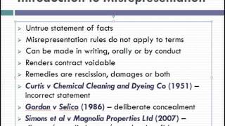 Misrepresentation Lecture 1 of 4 [upl. by Sonahpets]